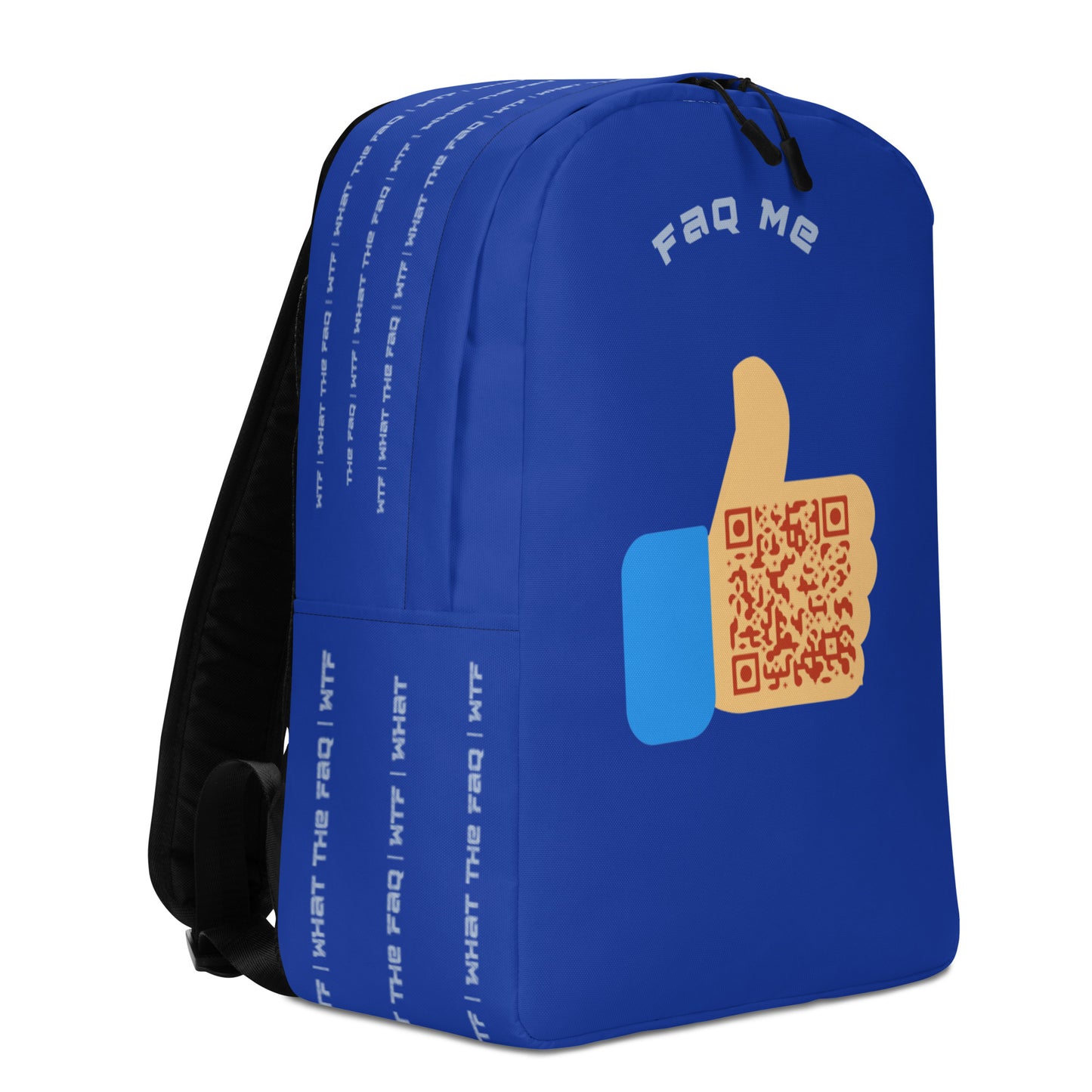 FAQ Me Personalized QR Code Royal Blue Backpack