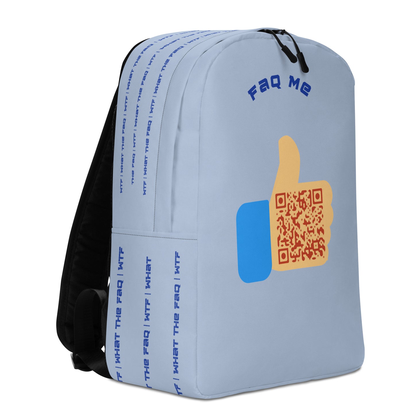 FAQ Me Personalized QR Code Powder Blue Backpack-QR GEAR STORE