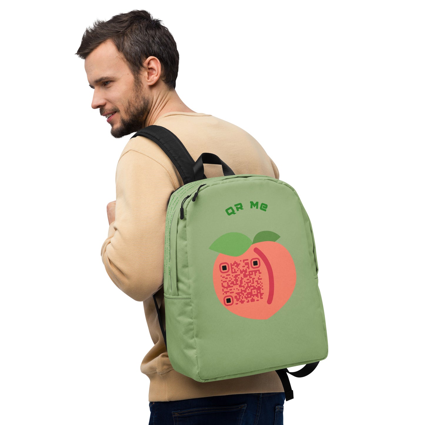 Peach Emoji Personalized QR Code Backpack