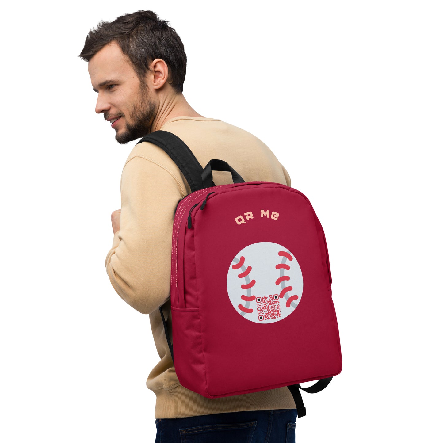 Baseball Emoji Custom QR Code Backpack