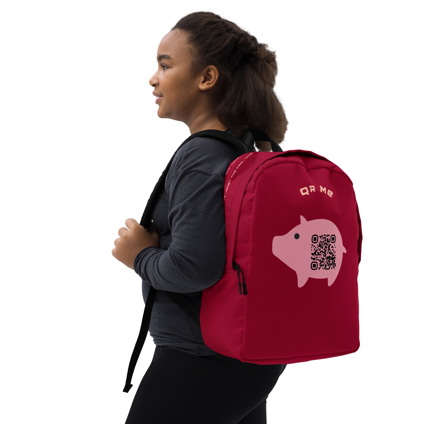 Cute Pig Emoji Personalized QR Code Backpack