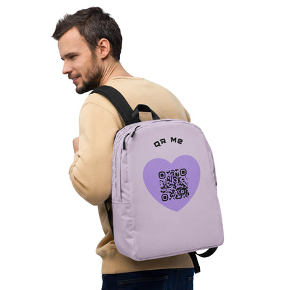 Purple Heart Emoji Personalized QR Code Backpack