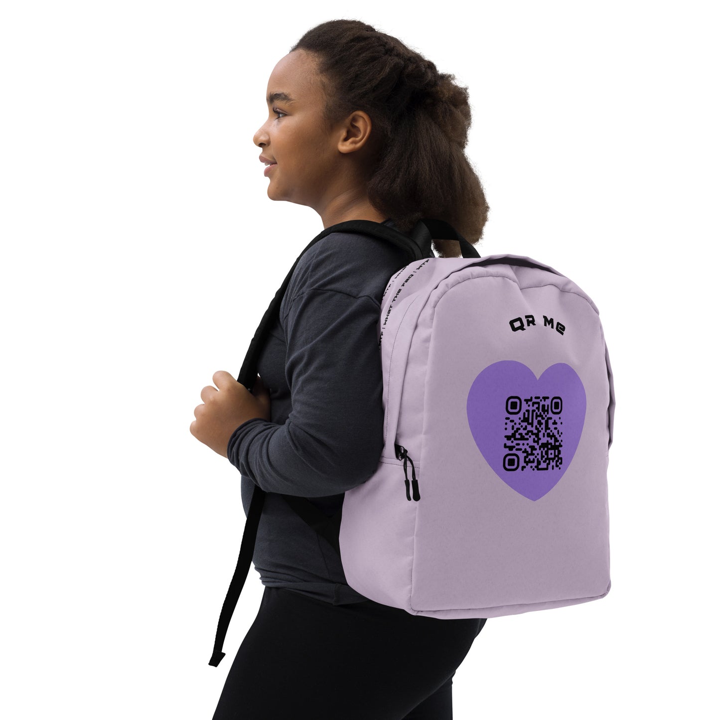 Purple Heart Emoji Personalized QR Code Backpack