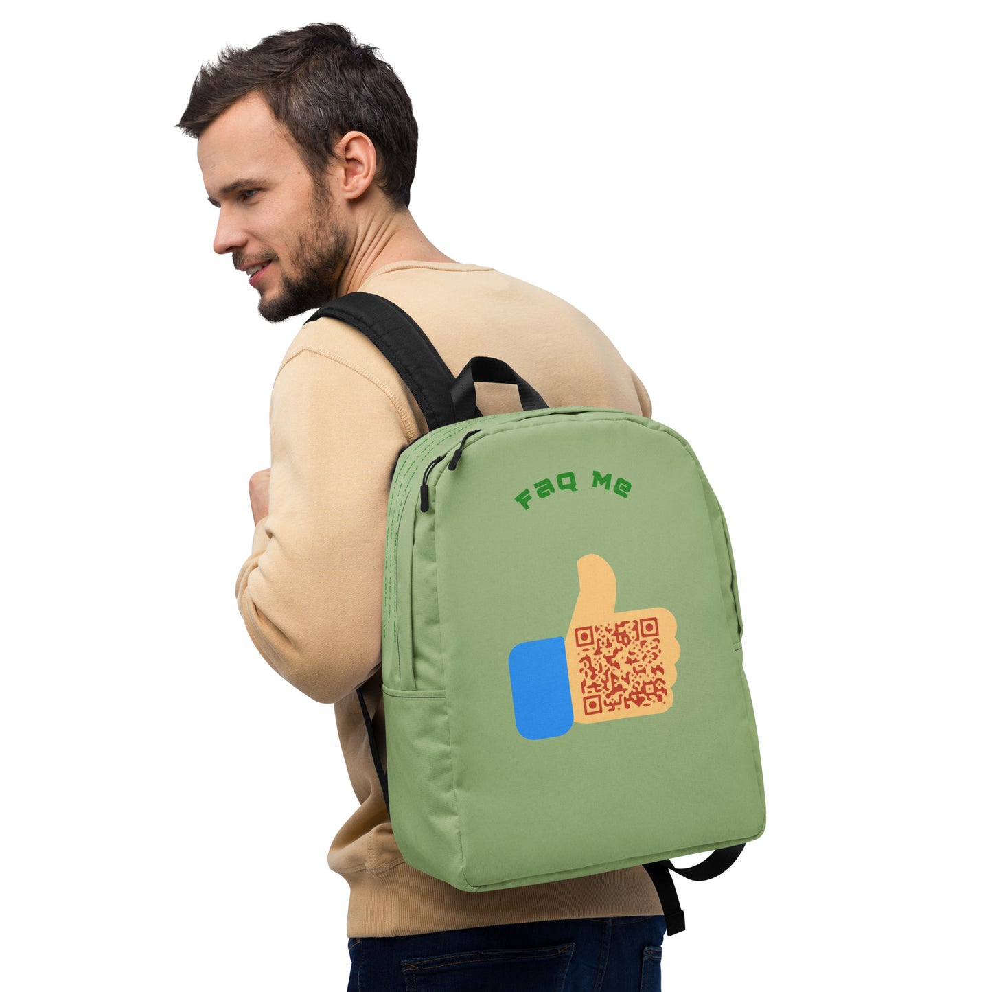 FAQ Me Personalized QR Code Pistachio Backpack