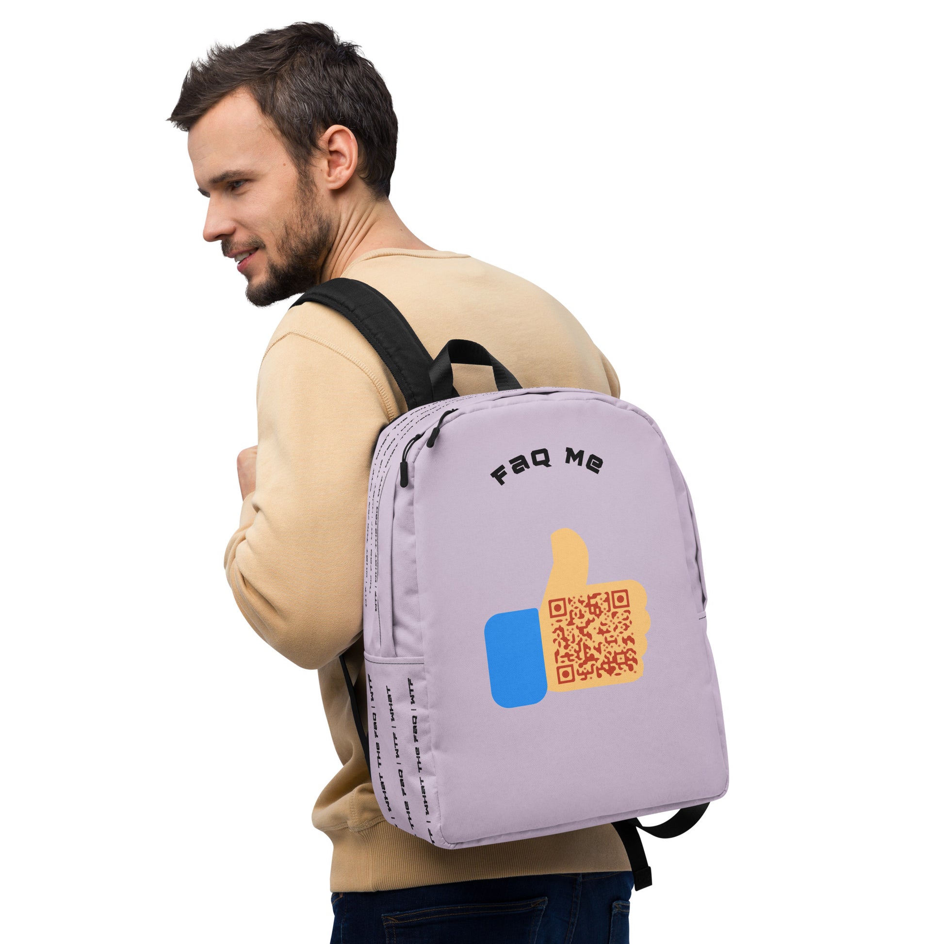 FAQ Me Personalized QR Code Lavender Backpack-QR GEAR STORE