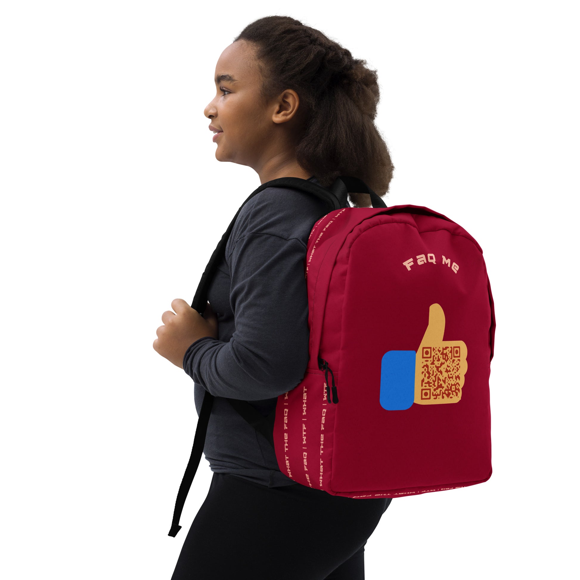 FAQ Me Personalized QR Code Dark Red Backpack-QR GEAR STORE