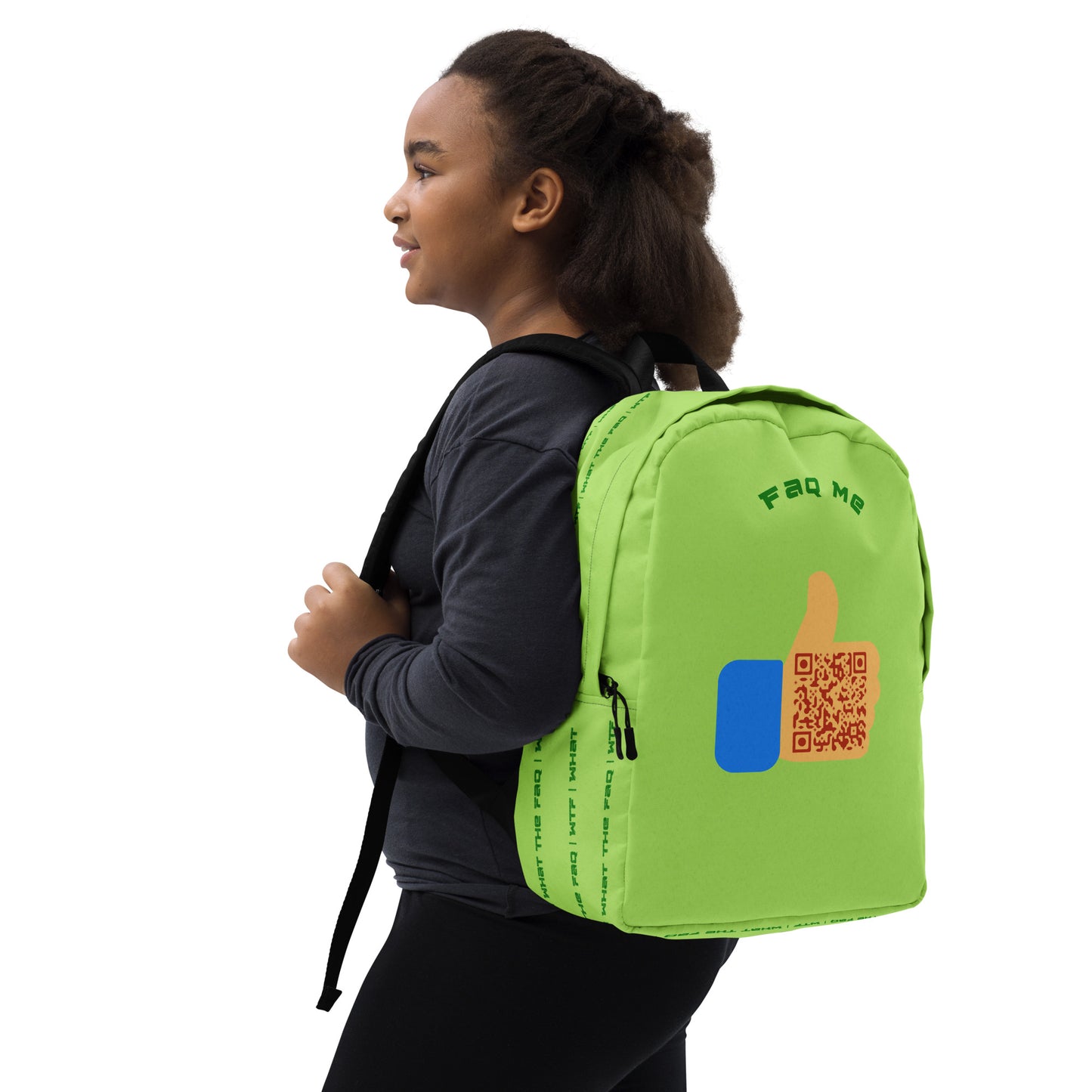 FAQ Me Personalized QR Code Acid Green Backpack