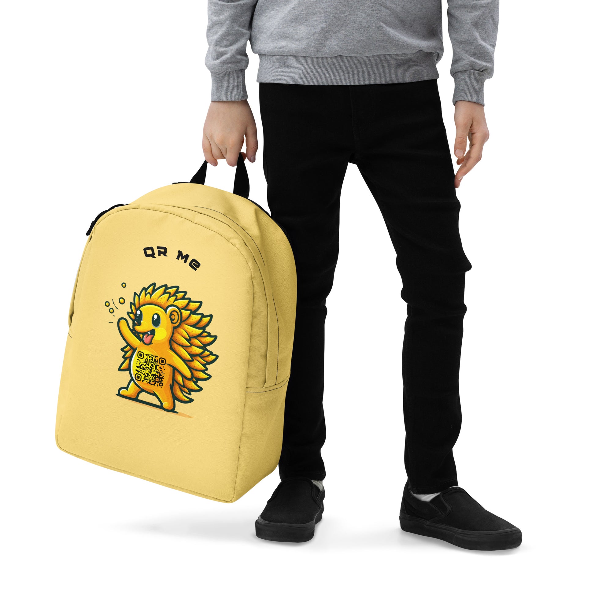 Hedgehog Emoji Personalized QR Code Backpack-QR GEAR STORE