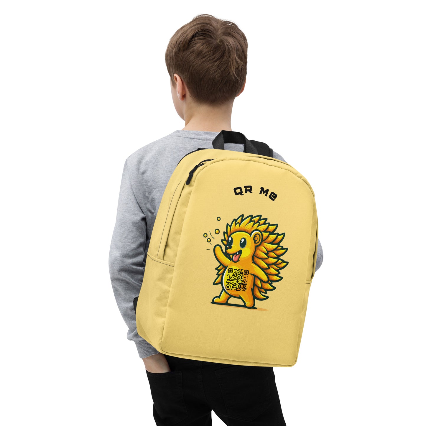 Hedgehog Emoji Personalized QR Code Backpack