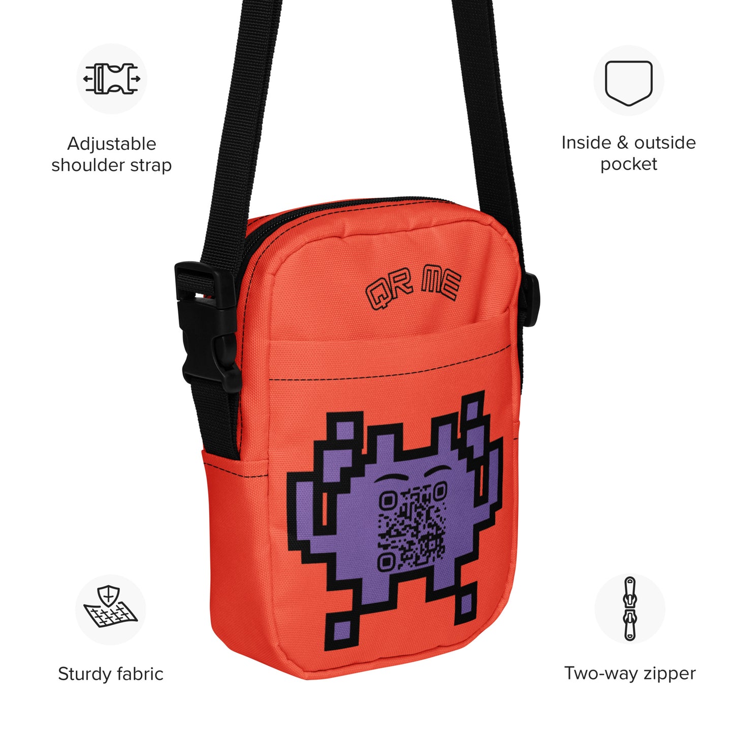 Alien Emoji Personalized QR Code crossbody bag-QR GEAR STORE