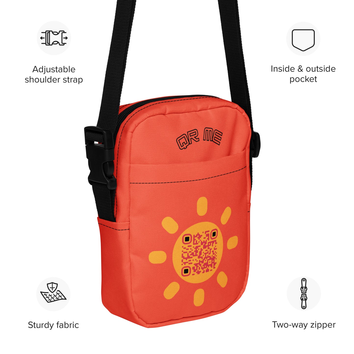 Sunshine Emoji Personalized QR Code crossbody bag-QR GEAR STORE