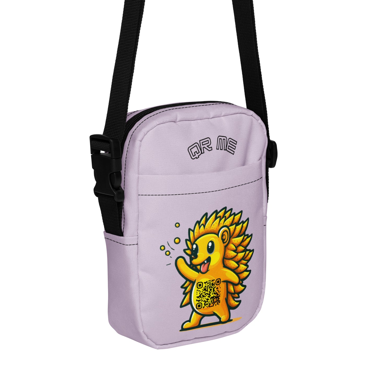 Hedgehog Emoji Personalized QR Code Crossbody Bag-Lavender-QR GEAR STORE