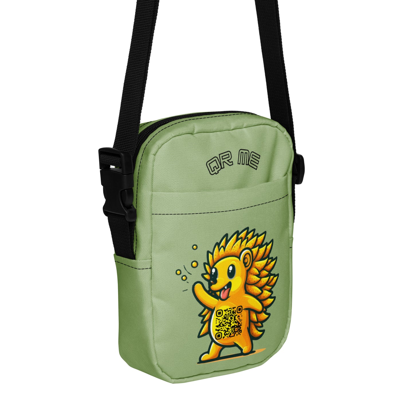 Hedgehog Emoji Personalized QR Code Crossbody Bag-Pistachio-QR GEAR STORE