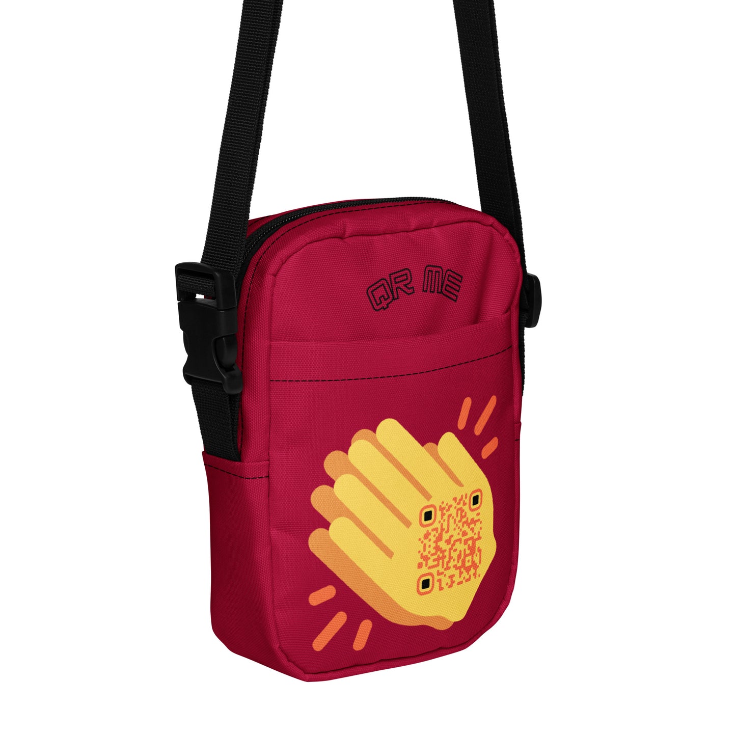 Wave Emoji Personalized QR Code crossbody bag-Dark Red-QR GEAR STORE