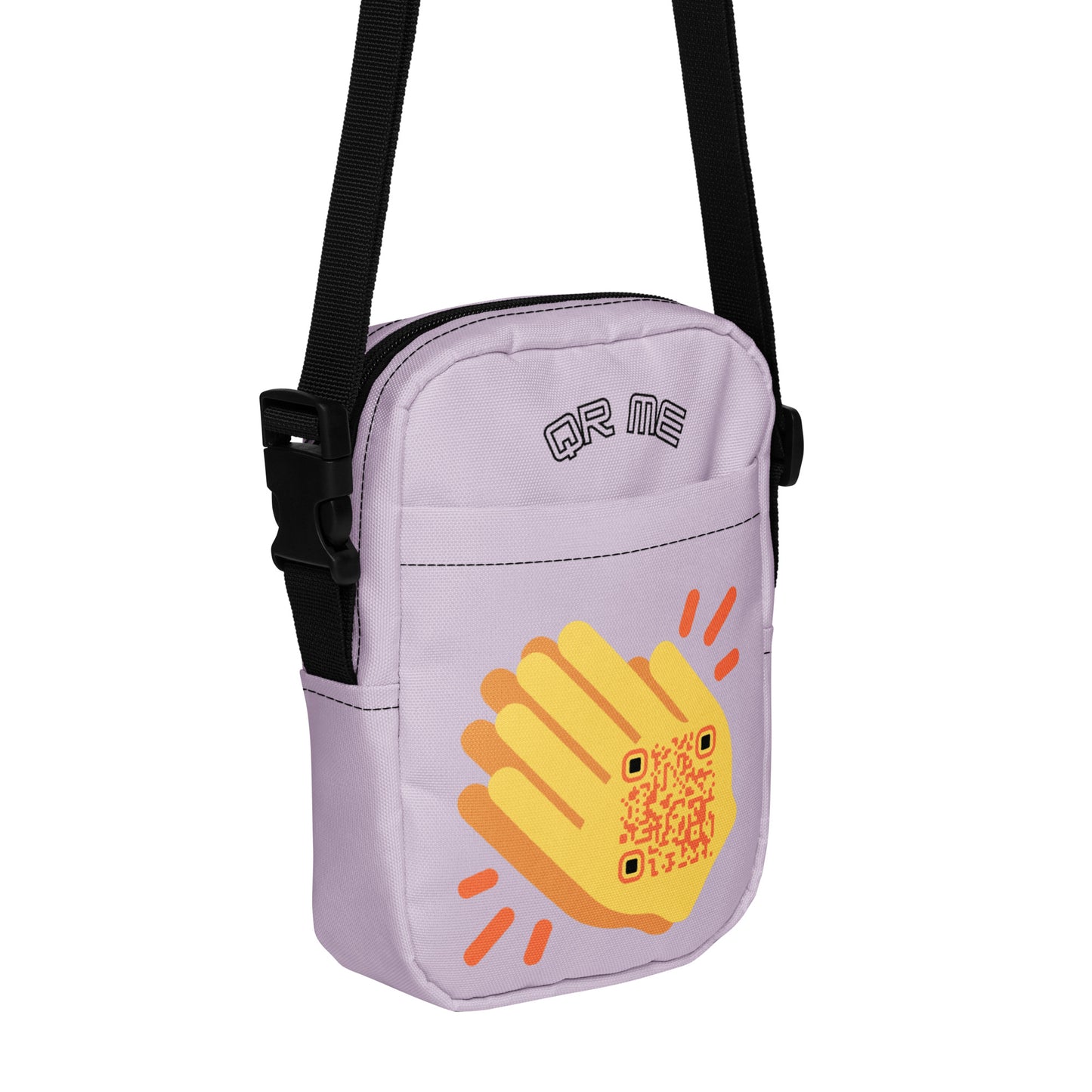 Wave Emoji Personalized QR Code crossbody bag-Lavender-QR GEAR STORE