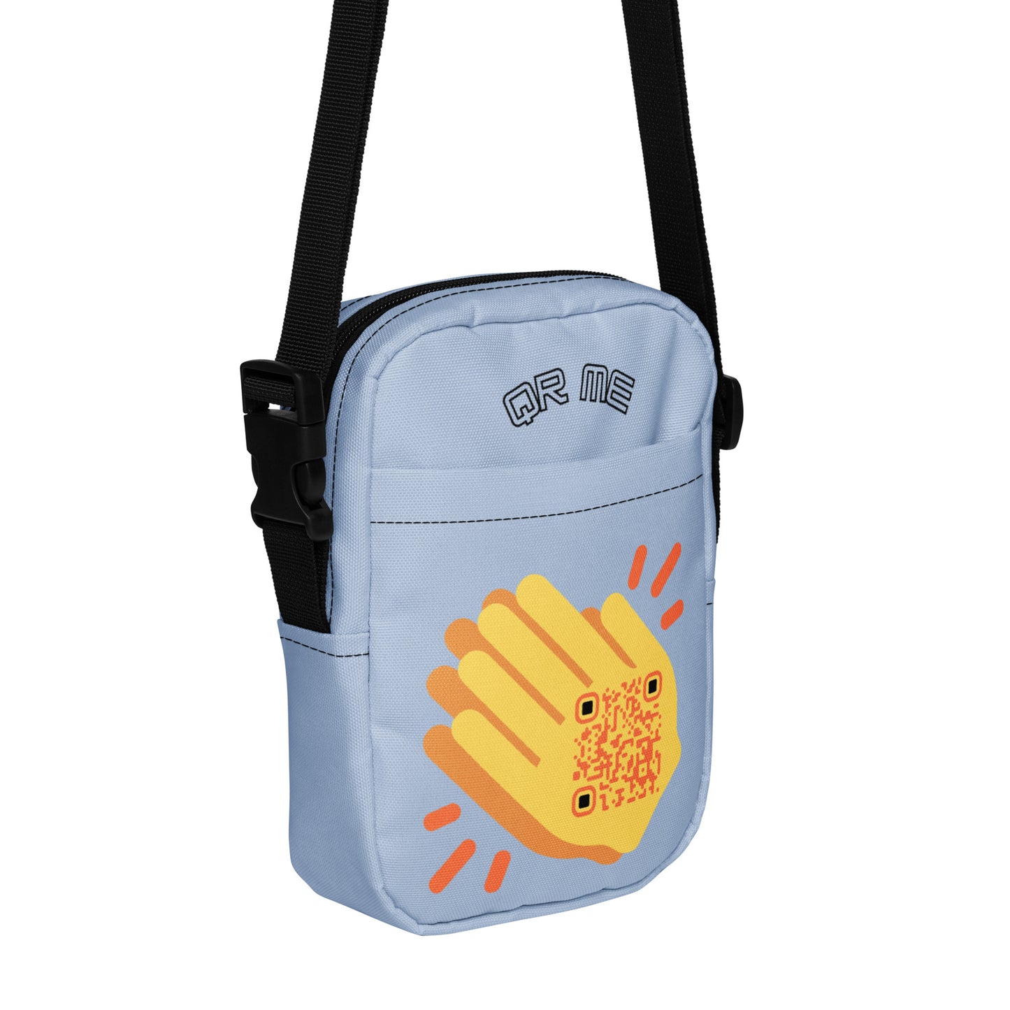 Wave Emoji Personalized QR Code crossbody bag-Powder Blue-QR GEAR STORE