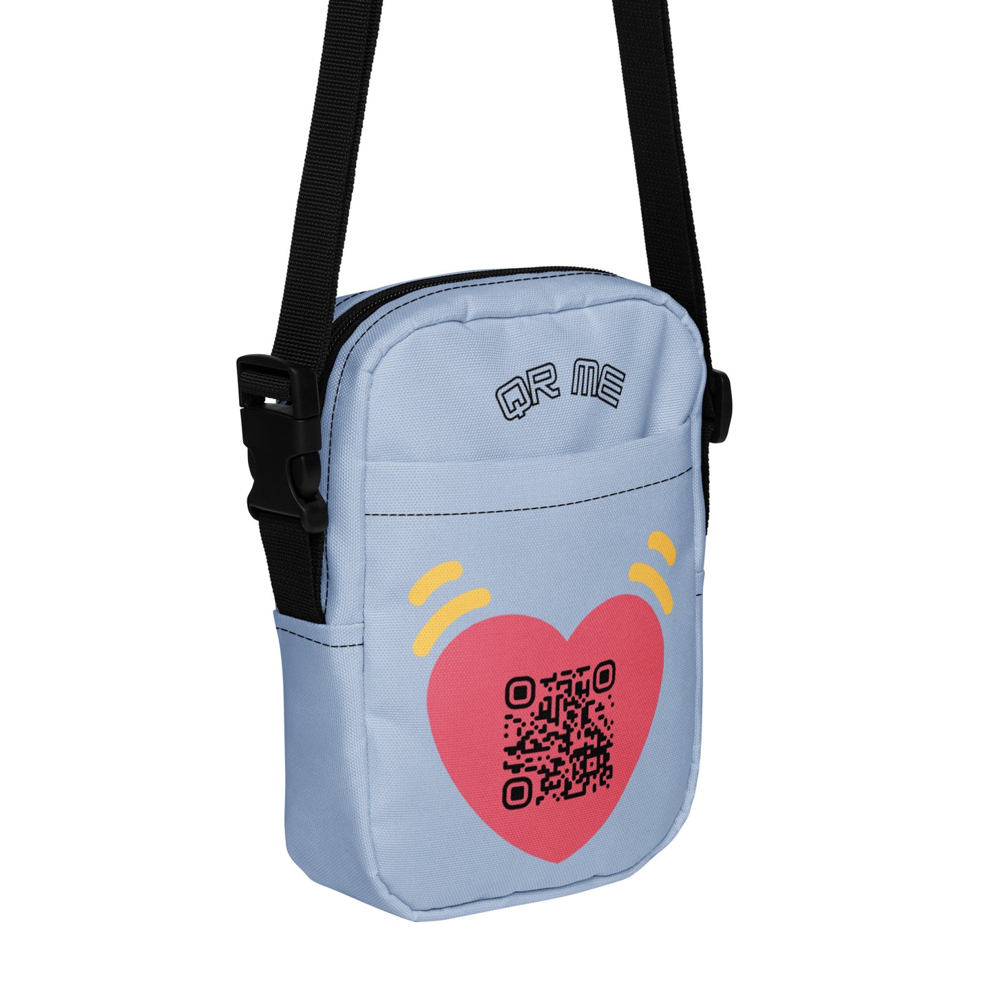 Pink Heart Emoji Personalized QR Code crossbody bag-Powder Blue-QR GEAR STORE