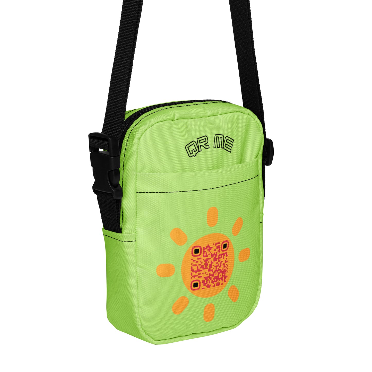 Sunshine Emoji Personalized QR Code crossbody bag-Acid Green-QR GEAR STORE