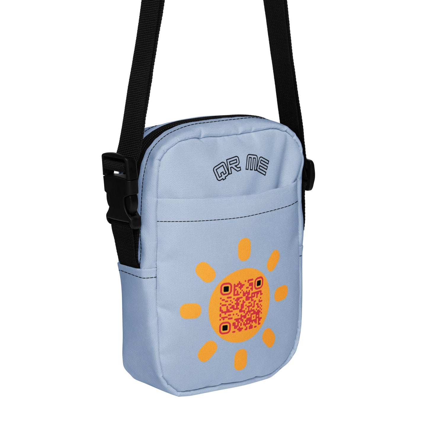 Sunshine Emoji Personalized QR Code crossbody bag-Powder Blue-QR GEAR STORE