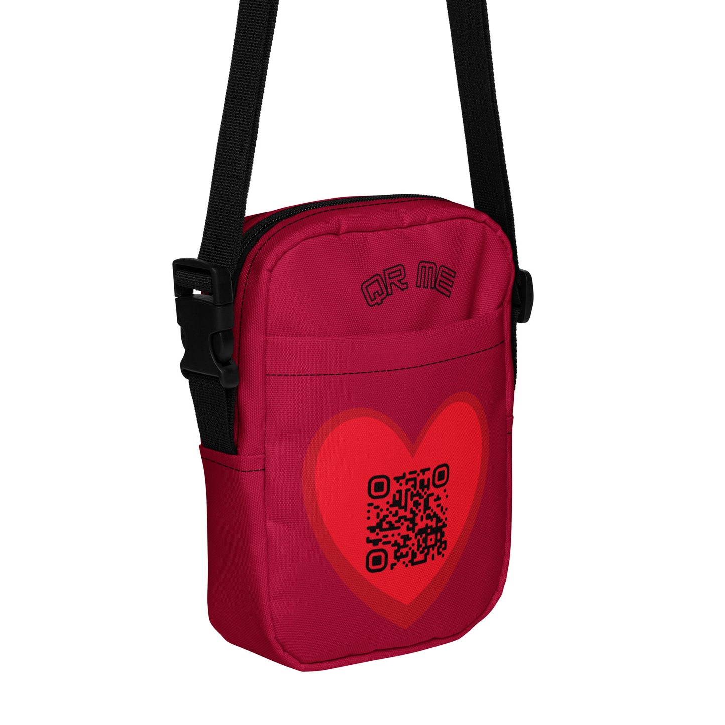 Red Heart Emoji Personalized QR Code crossbody bag-Dark Red-QR GEAR STORE