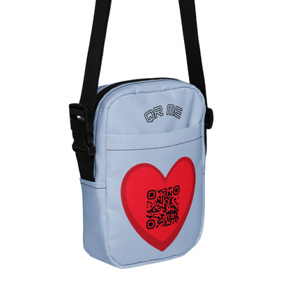 Red Heart Emoji Personalized QR Code crossbody bag-Powder Blue-QR GEAR STORE