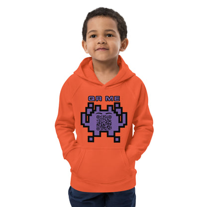 Fun Alien Emoji QR Code Kids eco hoodie-QR GEAR STORE