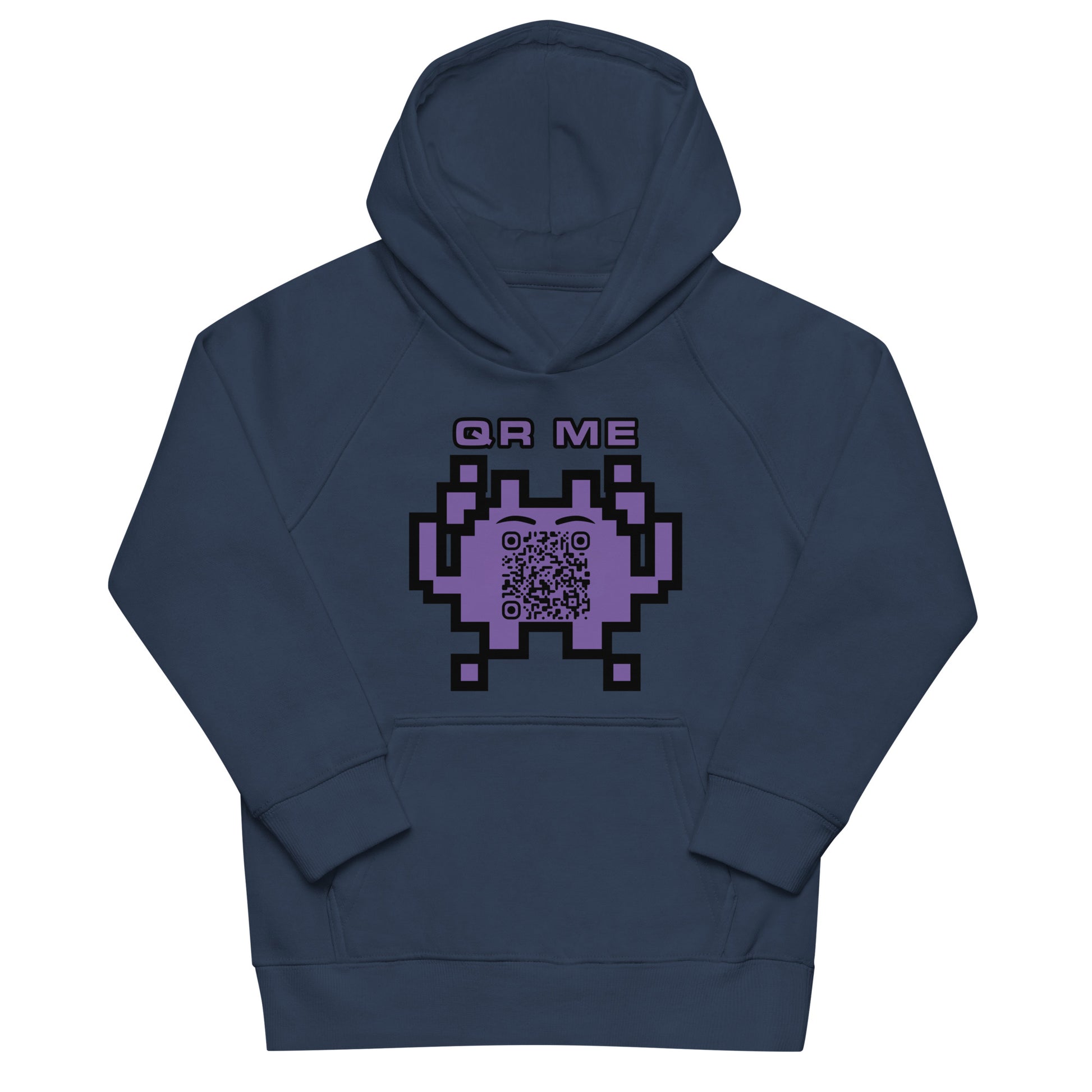 Fun Alien Emoji QR Code Kids eco hoodie-QR GEAR STORE