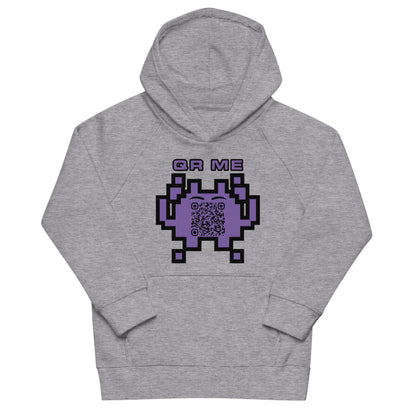 Fun Alien Emoji QR Code Kids eco hoodie-QR GEAR STORE