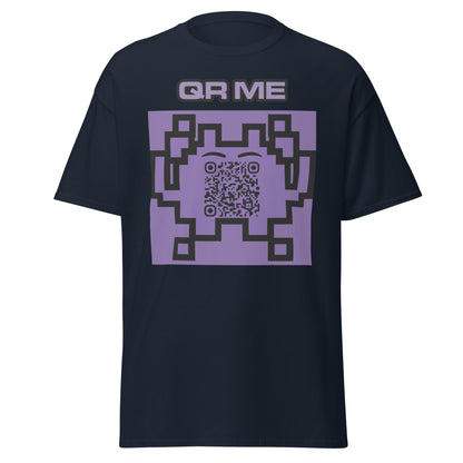 Alien Emoji Personalized QR Code Unisex classic Tee Shirt-Navy-QR GEAR STORE