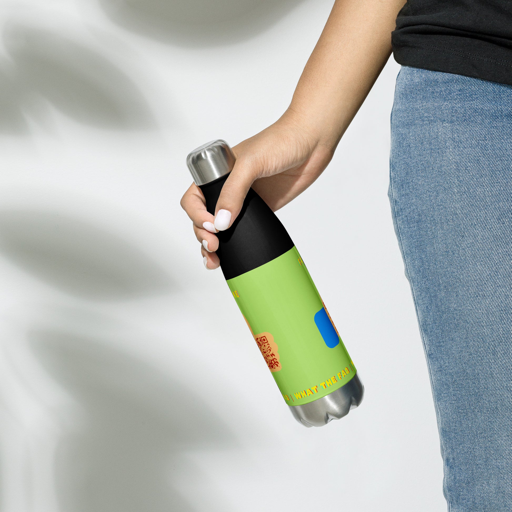 FAQ Me Personalized QR Code Insulated bottle - Acid Green-QR GEAR STORE