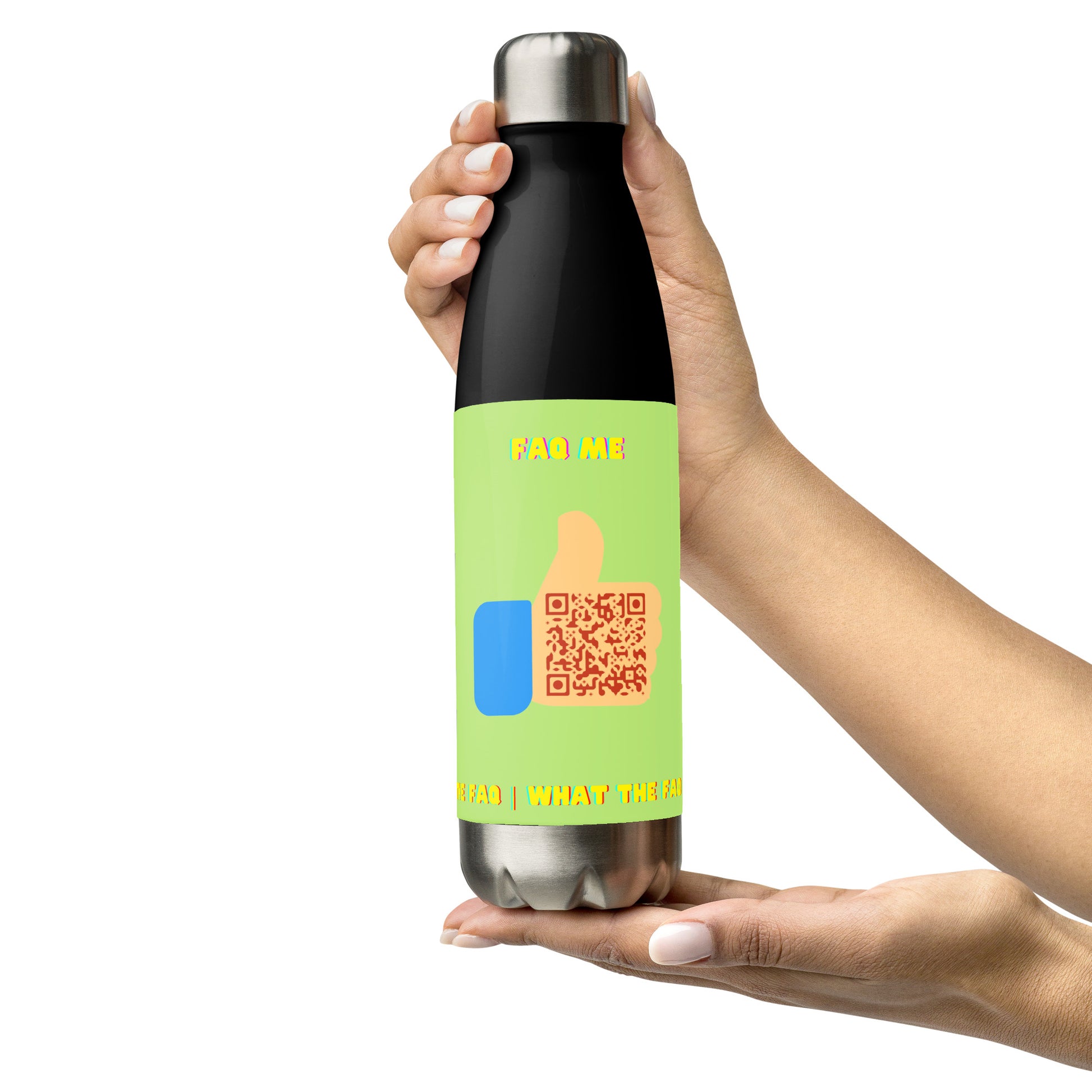 FAQ Me Personalized QR Code Insulated bottle - Acid Green-QR GEAR STORE