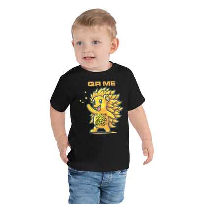 Fun Hedgehog Emoji QR Code Toddler Tee-Black-QR GEAR STORE