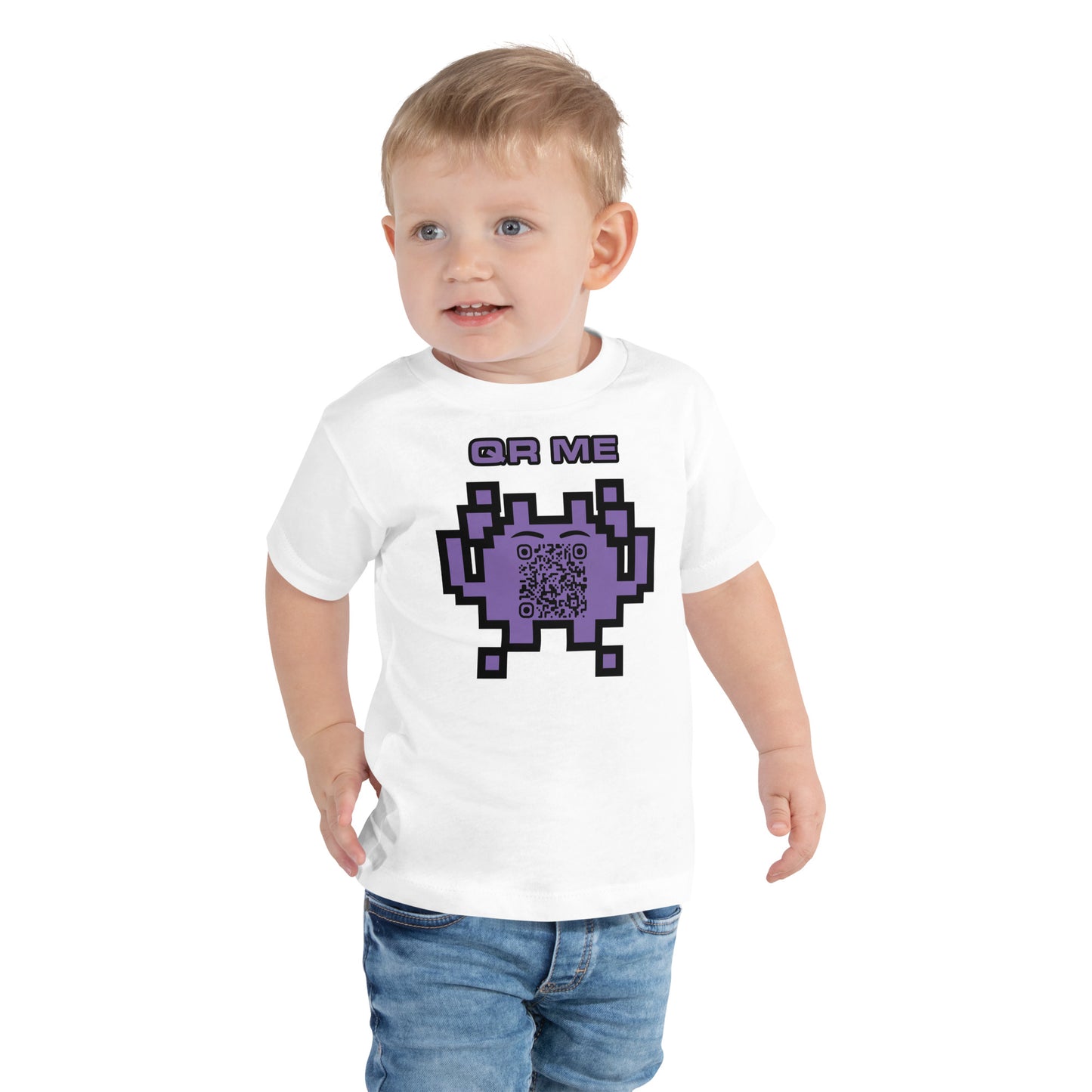 Fun Alien Emoji QR Code Toddler Tee-White-QR GEAR STORE