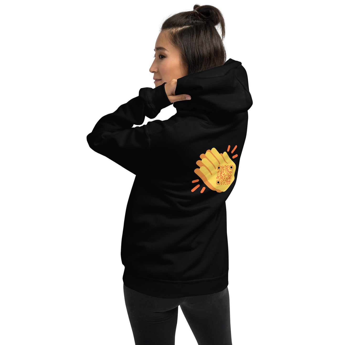 Wave Emoji Personalized QR Code Unisex Hoodie