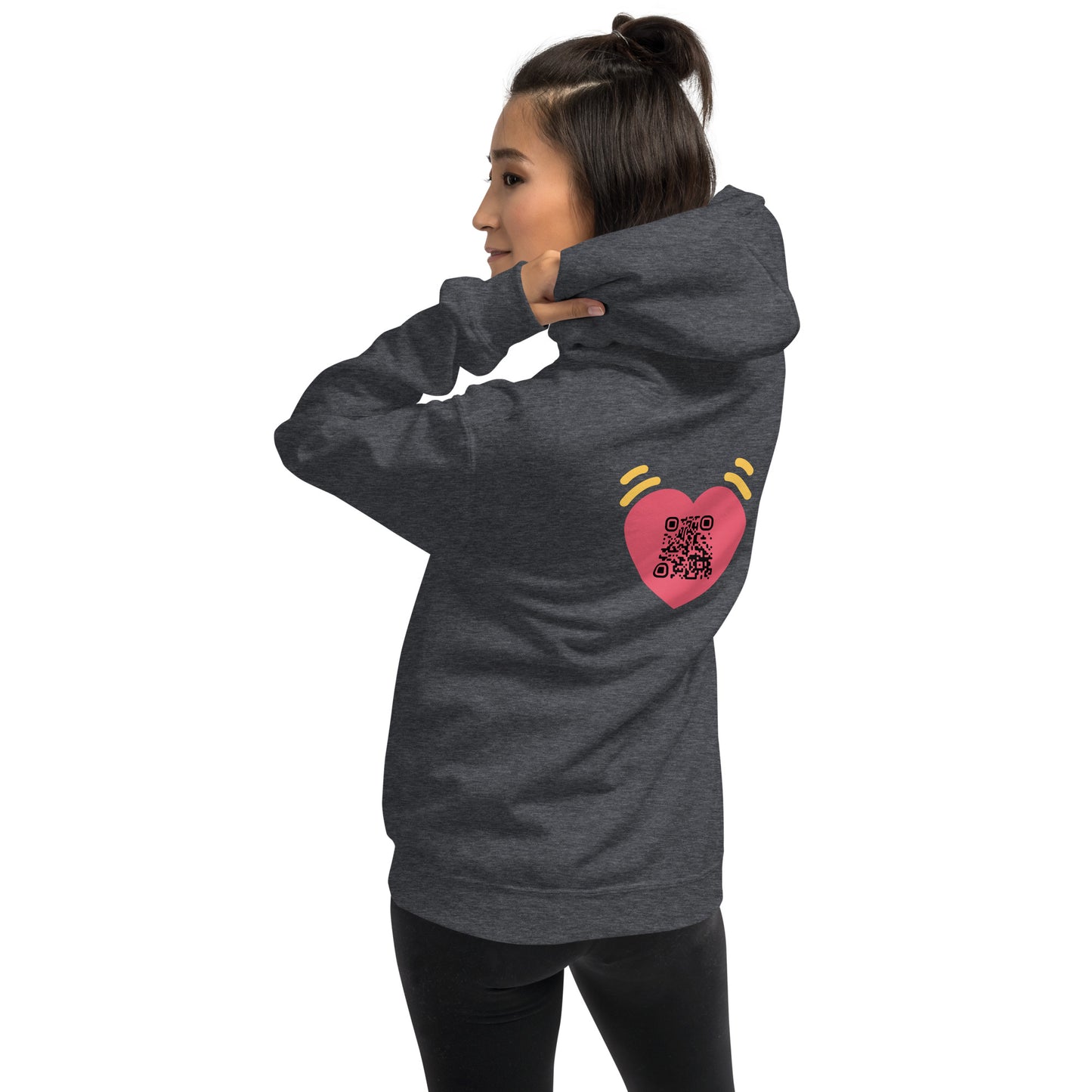 Pink Heart Emoji Personalized QR Code Unisex Hoodie