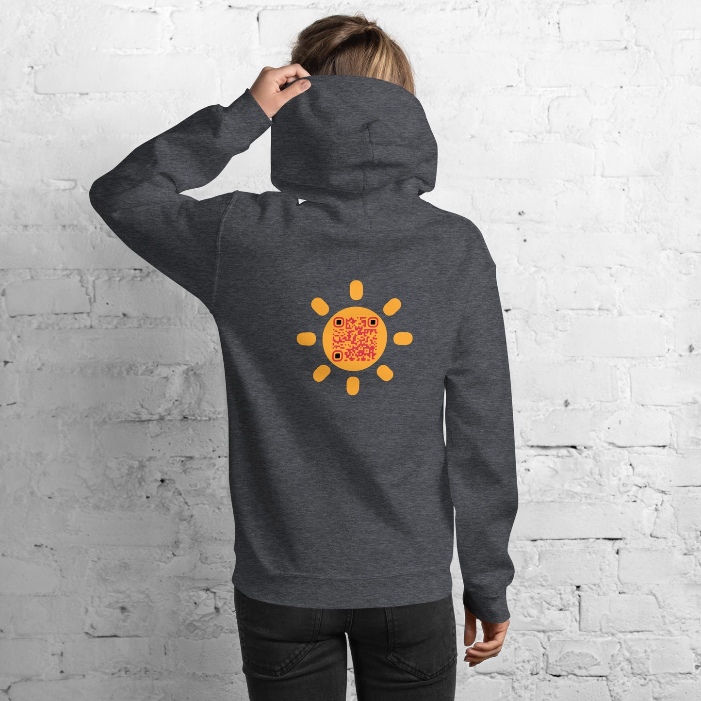 Sunshine Emoji Personalized QR Code Unisex Hoodie