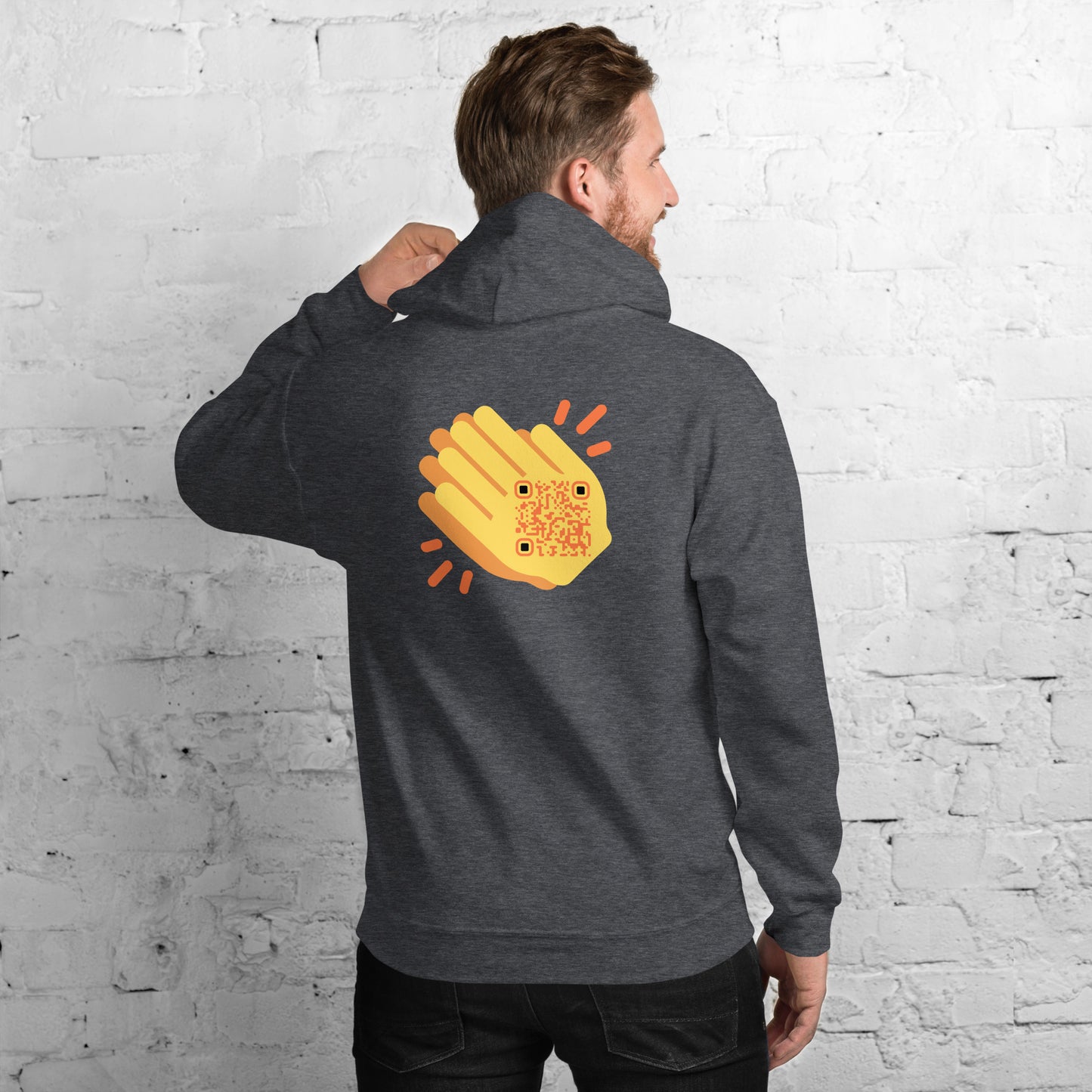 Wave Emoji Personalized QR Code Unisex Hoodie-QR GEAR STORE