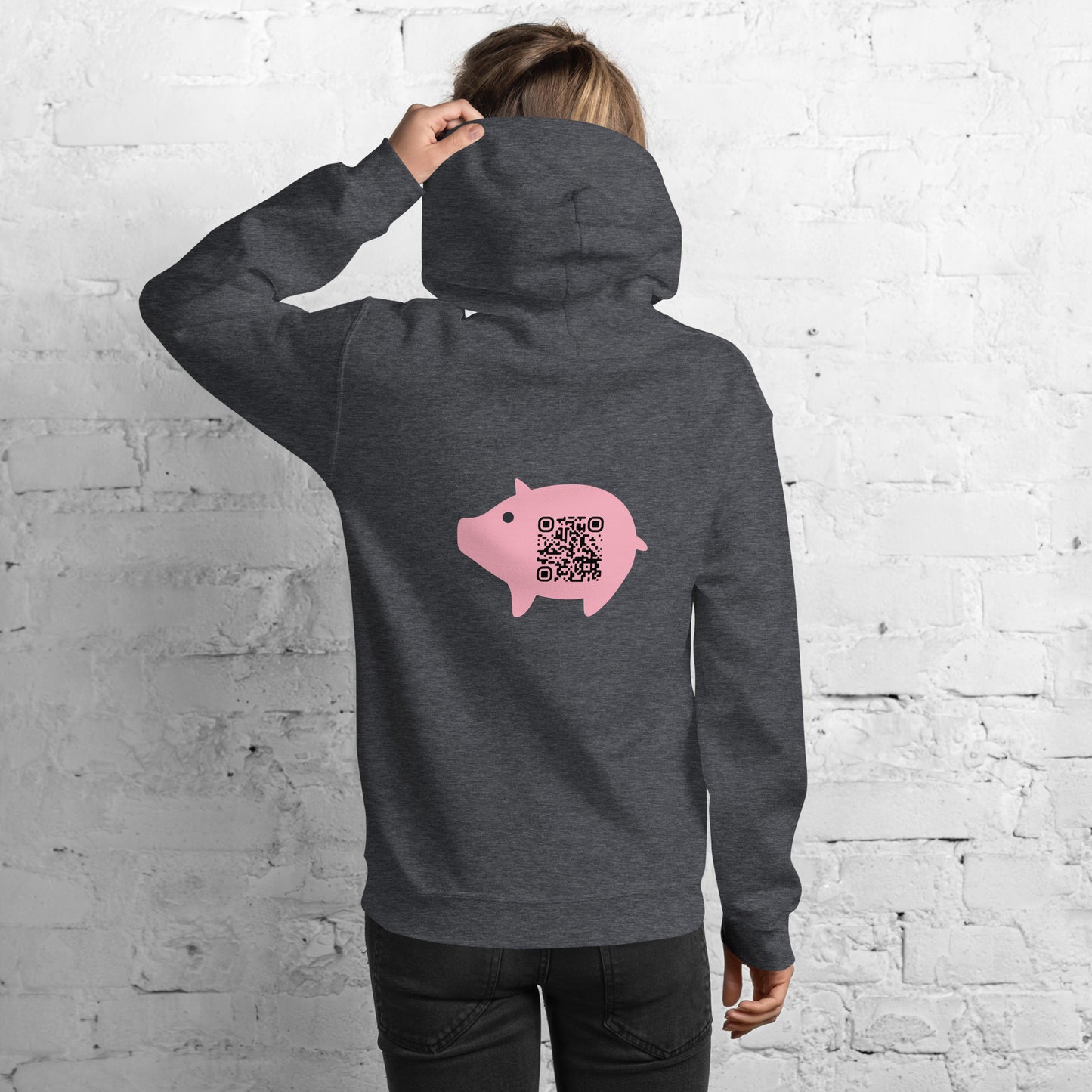 Cute Pig Emoji Personalized QR Code Unisex Hoodie-QR GEAR STORE