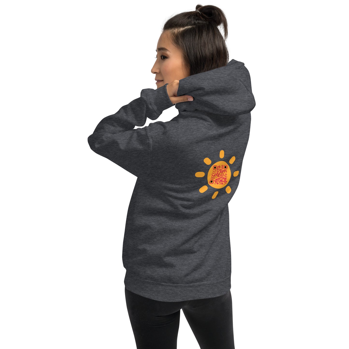 Sunshine Emoji Personalized QR Code Unisex Hoodie-Dark Heather-QR GEAR STORE