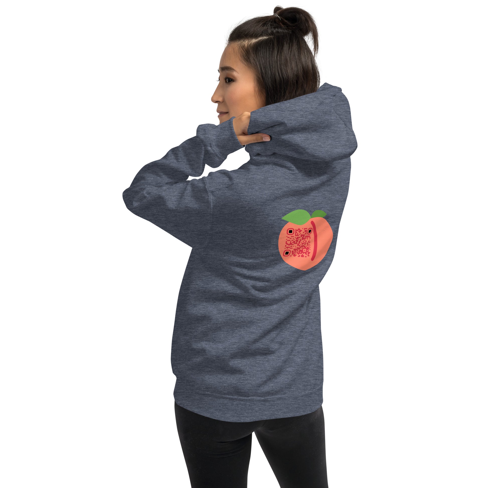 Peach Emoji Personalized QR Code Unisex Hoodie