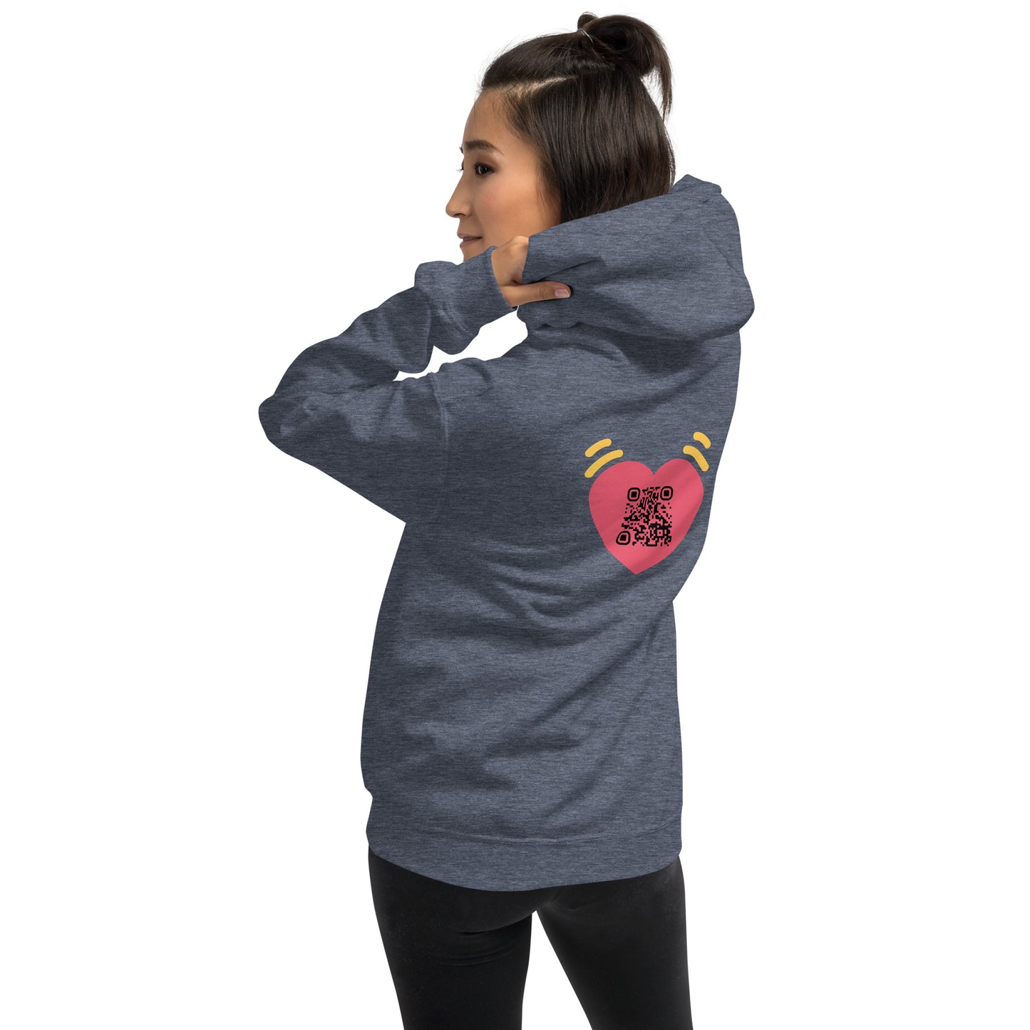 Pink Heart Emoji Personalized QR Code Unisex Hoodie-QR GEAR STORE