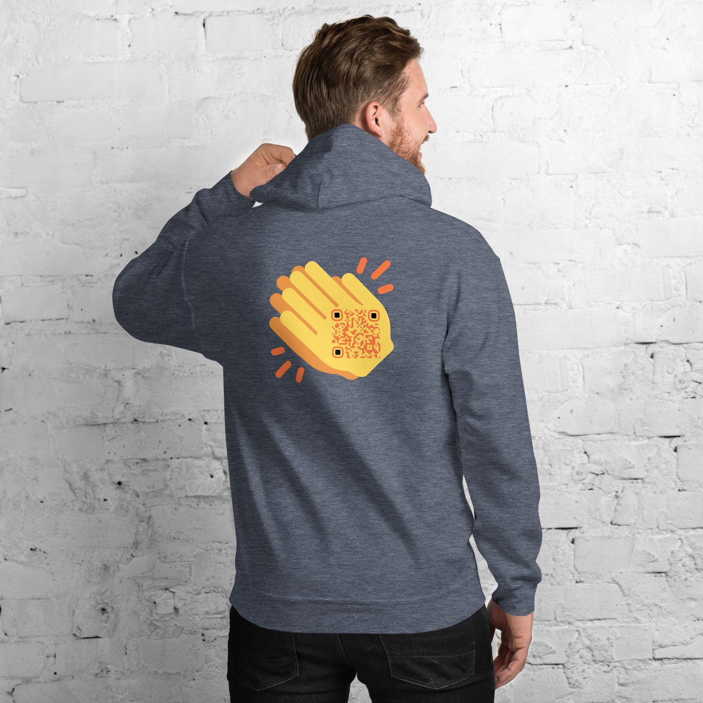 Wave Emoji Personalized QR Code Unisex Hoodie-QR GEAR STORE