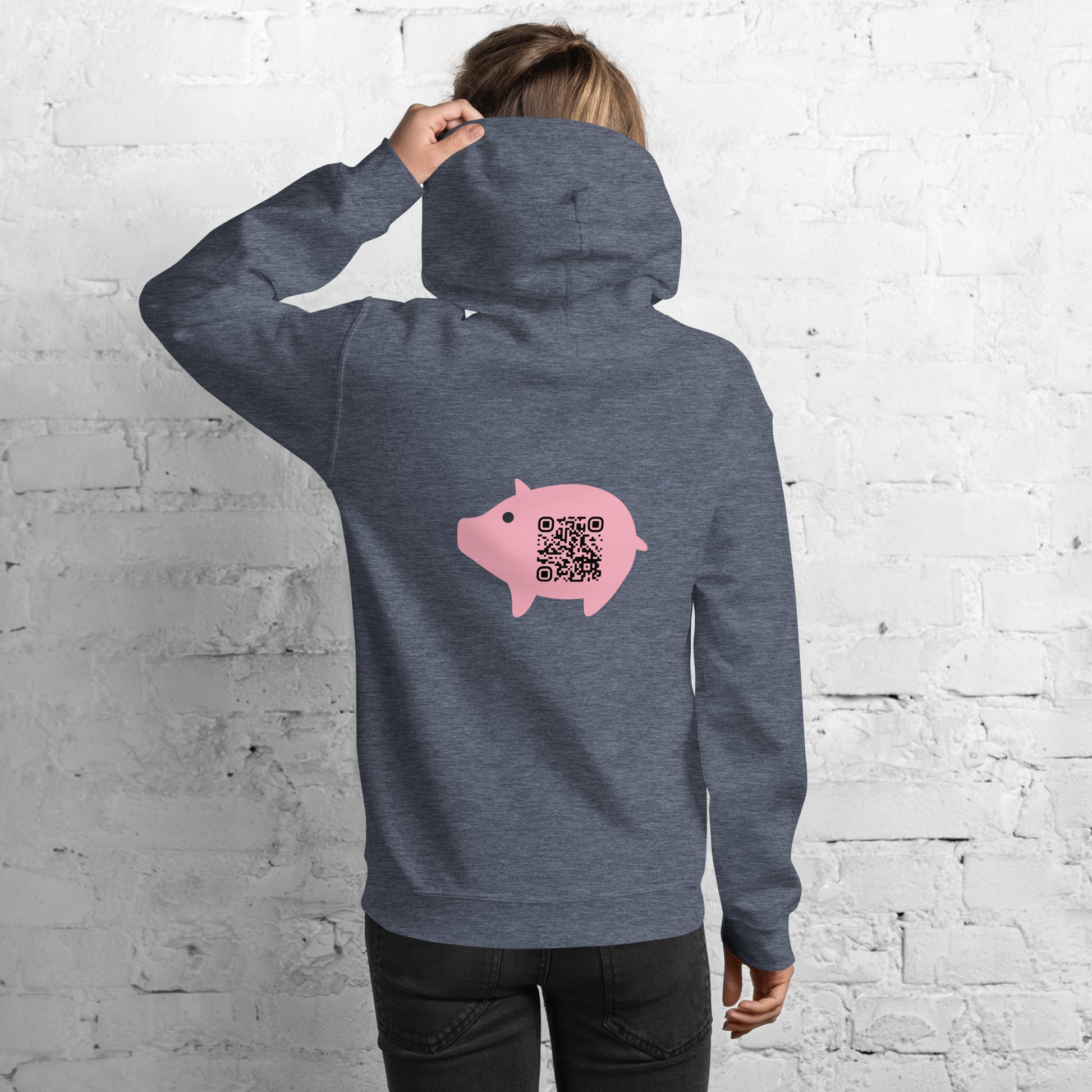 Cute Pig Emoji Personalized QR Code Unisex Hoodie-QR GEAR STORE