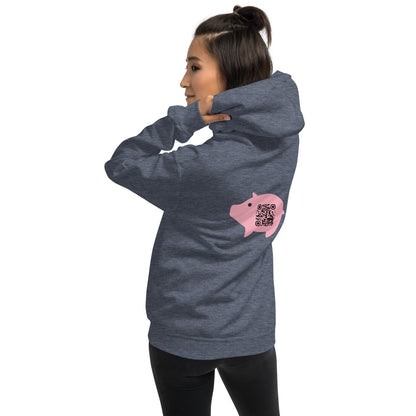 Cute Pig Emoji Personalized QR Code Unisex Hoodie-Heather Dark Navy-QR GEAR STORE