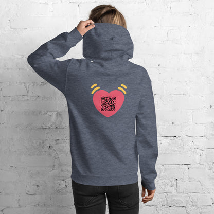 Pink Heart Emoji Personalized QR Code Unisex Hoodie