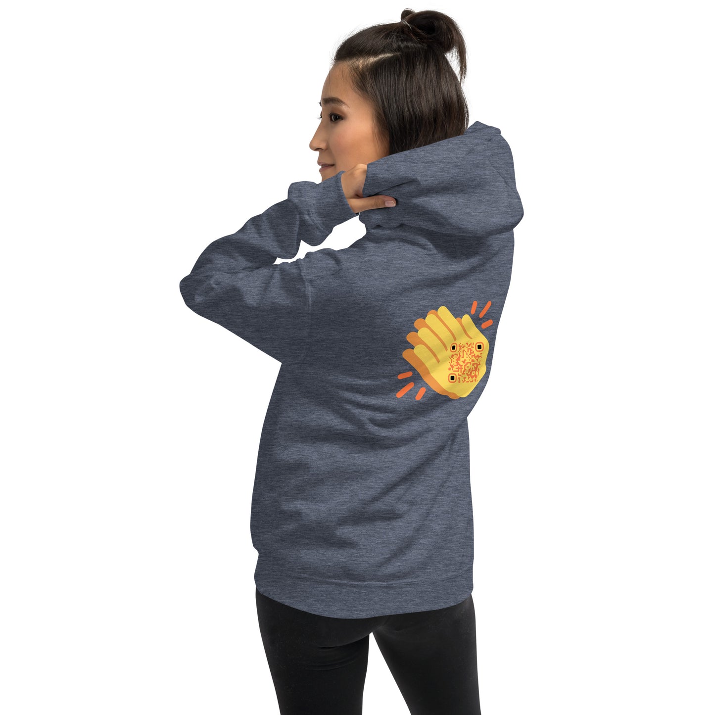 Wave Emoji Personalized QR Code Unisex Hoodie