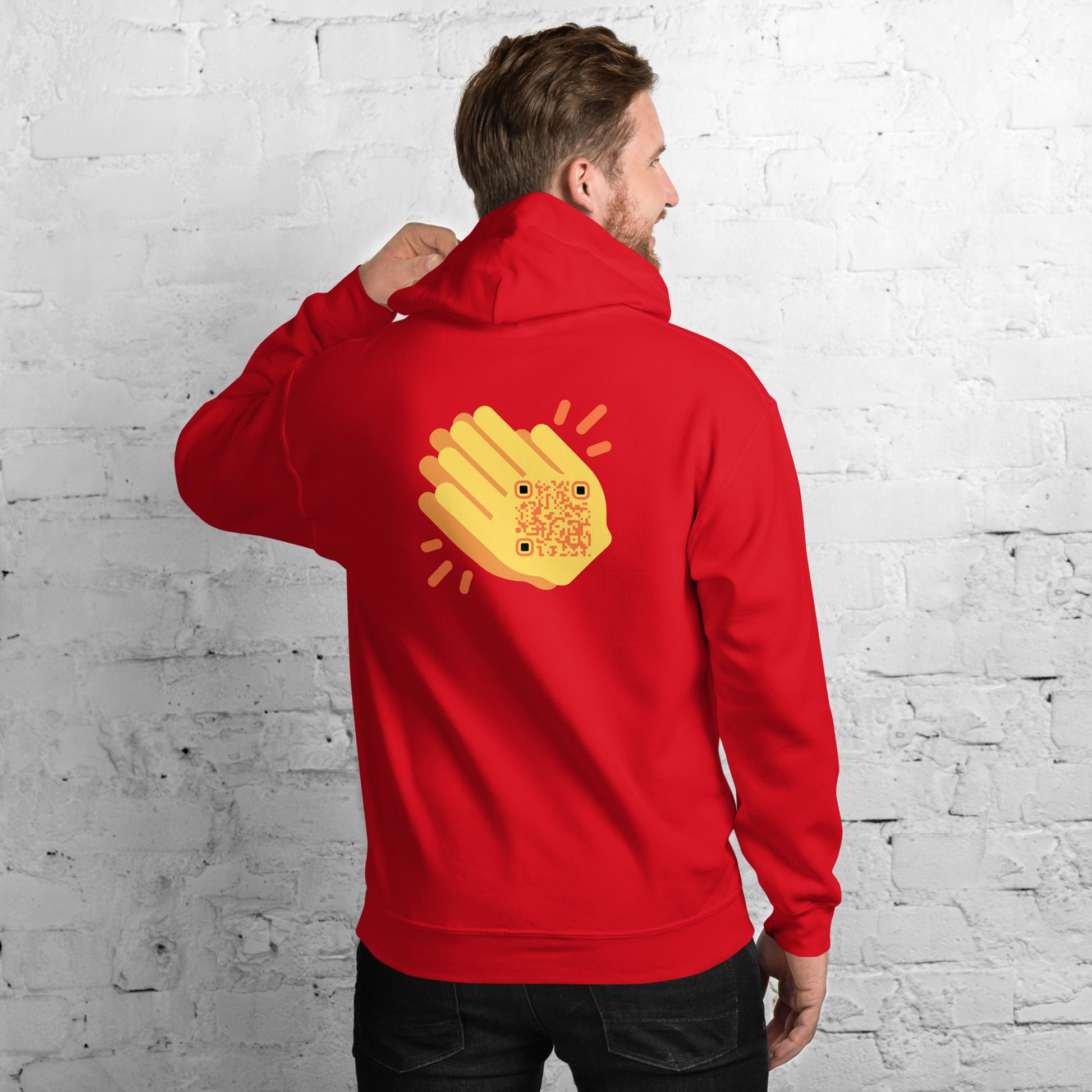 Wave Emoji Personalized QR Code Unisex Hoodie