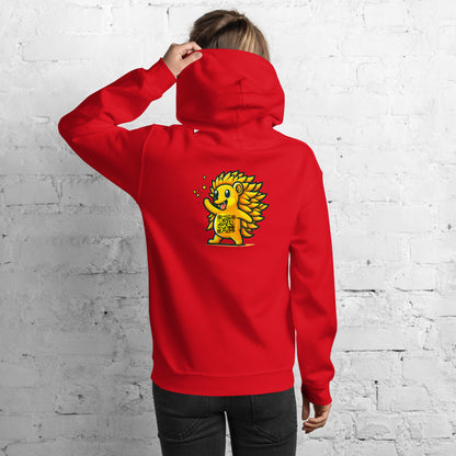 Hedgehog Emoji Personalized QR Code Unisex Hoodie-Red-QR GEAR STORE