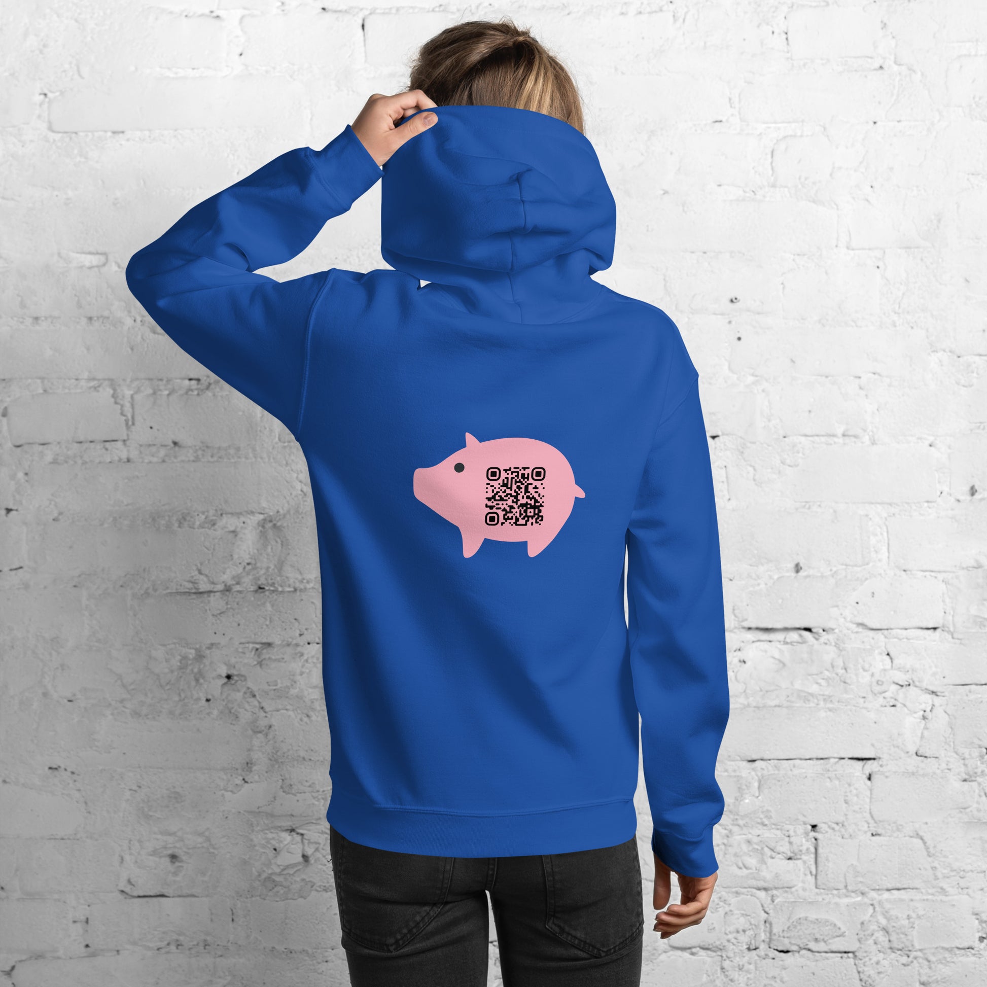 Cute Pig Emoji Personalized QR Code Unisex Hoodie