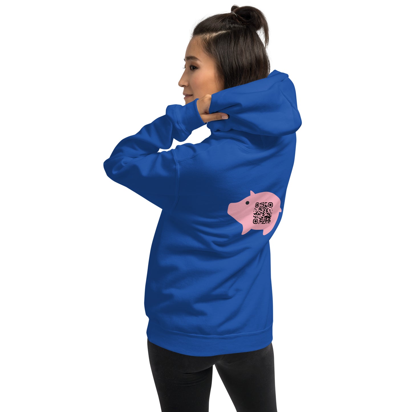 Cute Pig Emoji Personalized QR Code Unisex Hoodie-Royal Blue-QR GEAR STORE